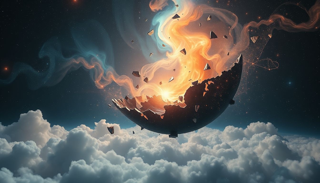 La bouilloire cassée symbolise la fin et le renouveau.