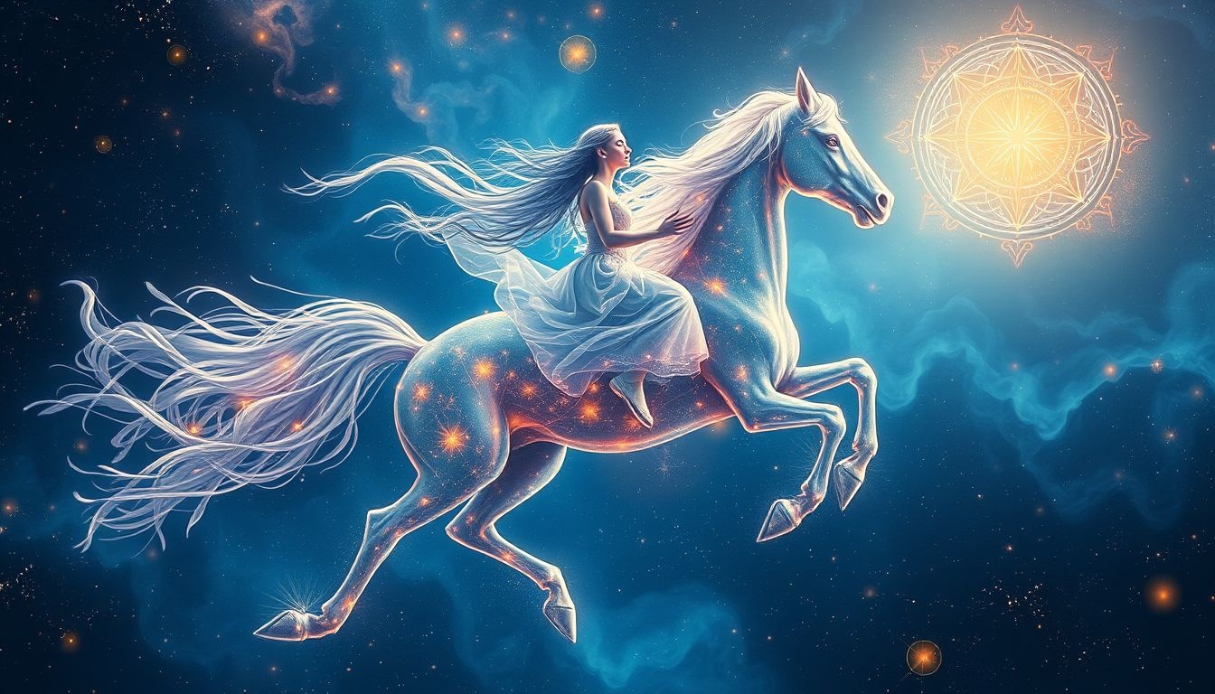 La cavalière symbolise la quête de sagesse et d’équilibre intérieur.