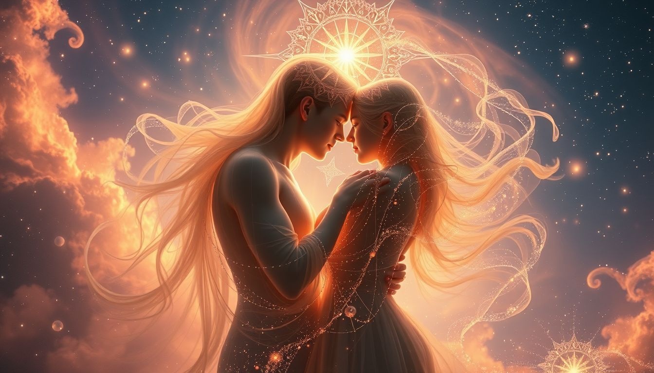 Éros symbolise l'union spirituelle et l'amour au-delà du visible.