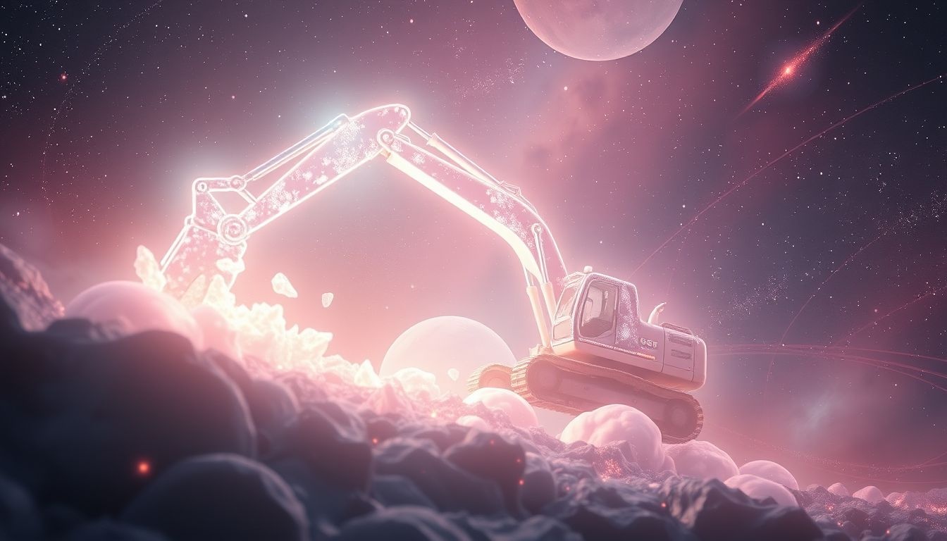 Un excavateur en mouvement symbolise le progrès et la transformation personnelle.