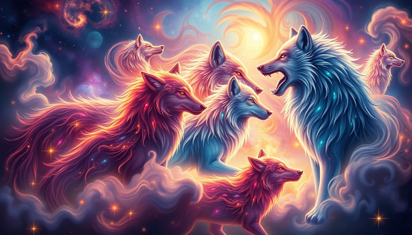 Rêver de loups colorés révèle des émotions intenses et contradictoires.