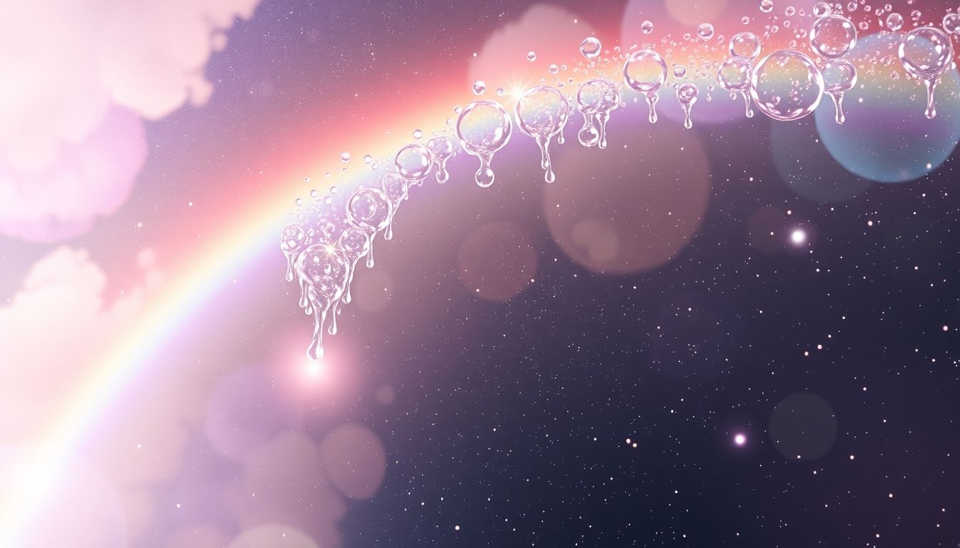 Rêver de gouttes formant un arc-en-ciel symbolise espoir et renouveau.
