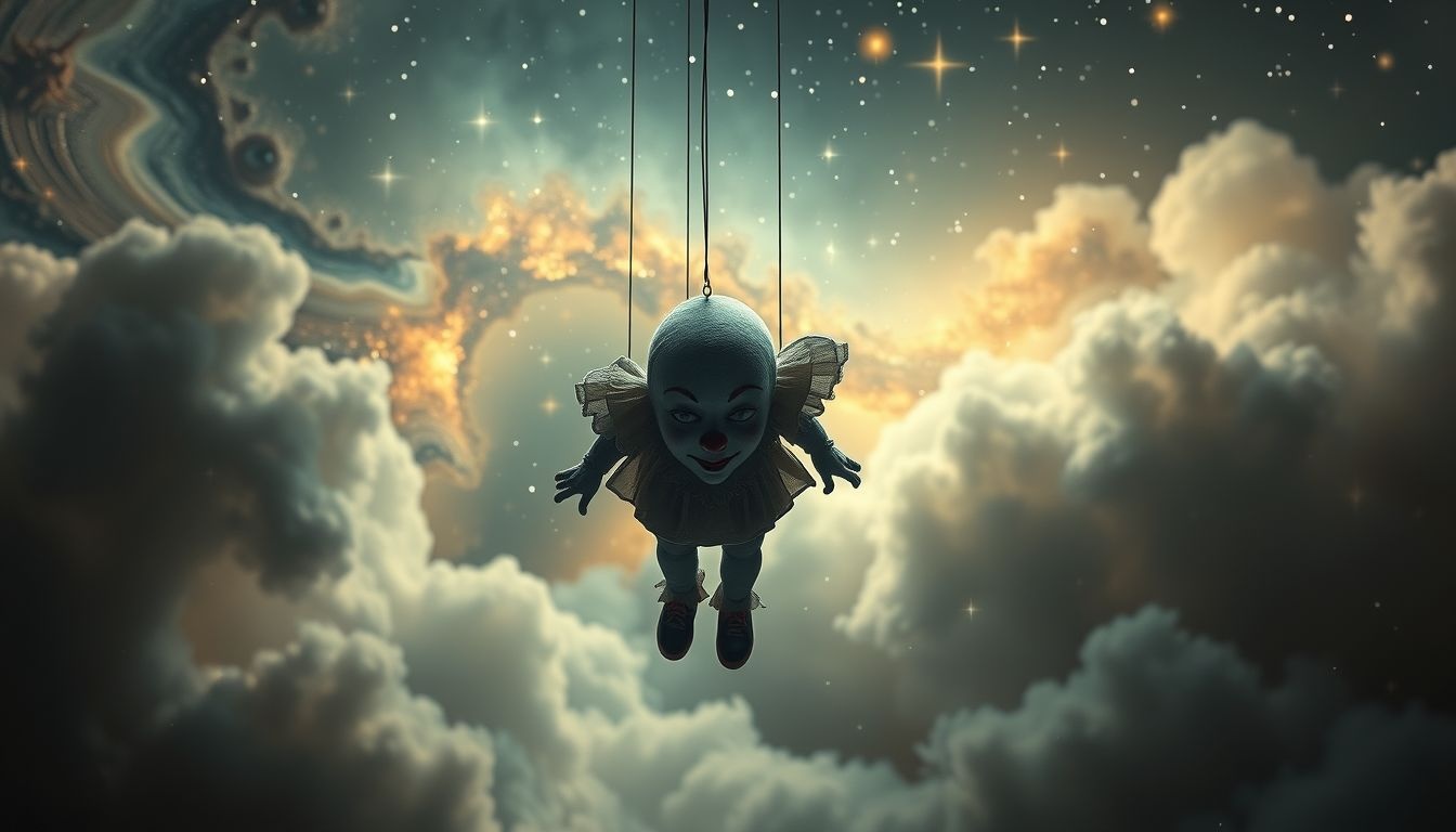 Le clown marionnette symbolise la crainte d’être jugé socialement.