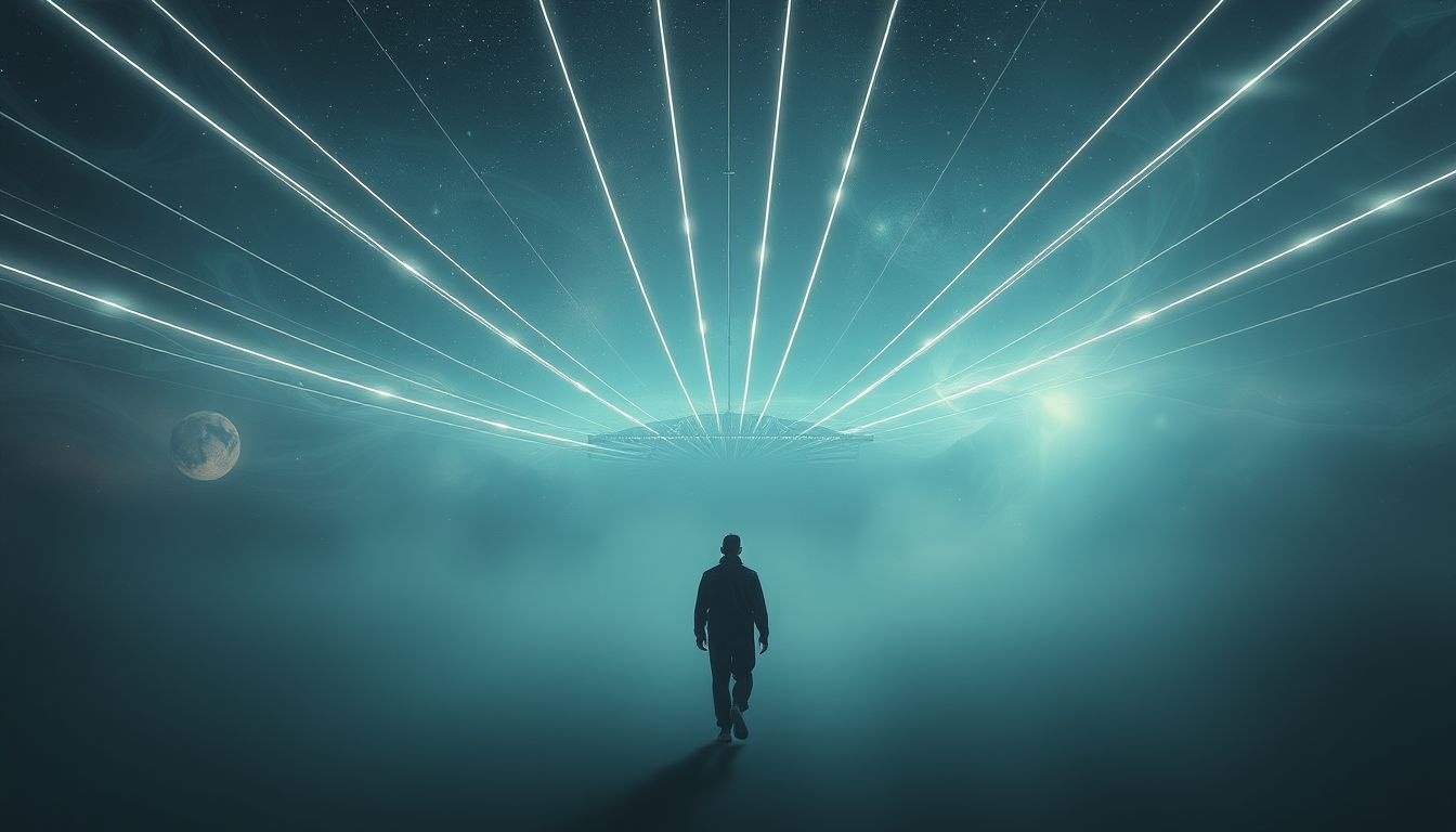 Marcher sous une ligne à haute tension évoque une oppression psychologique intense.