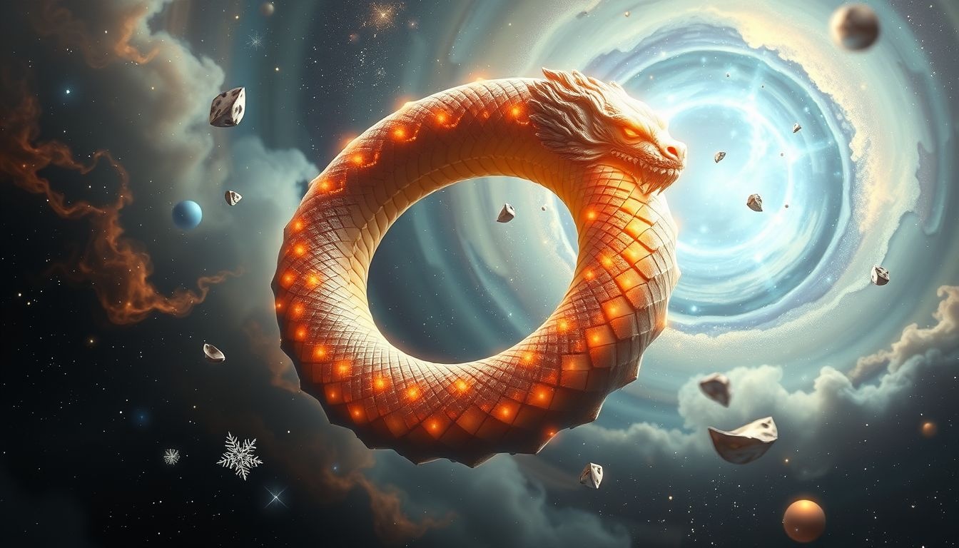 L'ouroboros d'écailles symbolise une protection émotionnelle renforcée.