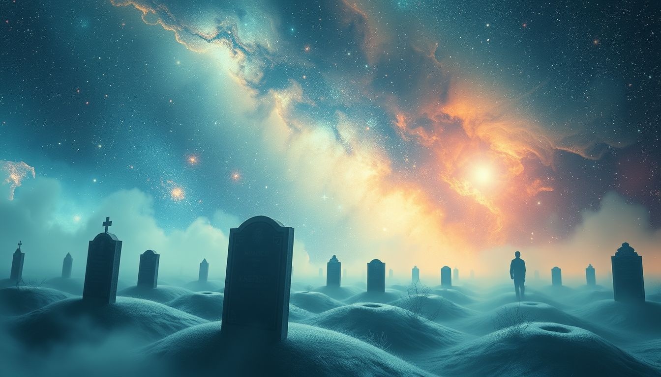 Rêver d’un cimetière révèle l’angoisse face à la mortalité.