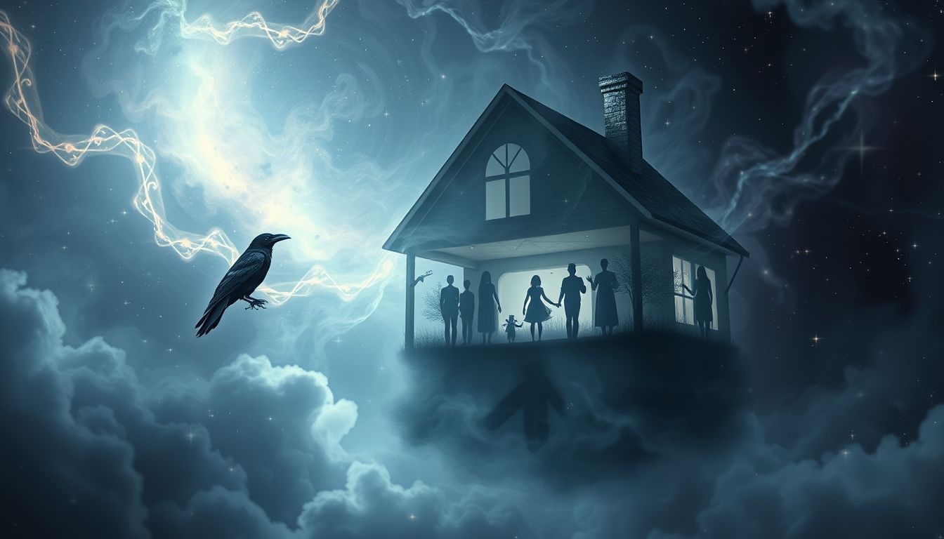 Rêver d'un corbeau en maison révèle secrets familiaux et tensions cachées.