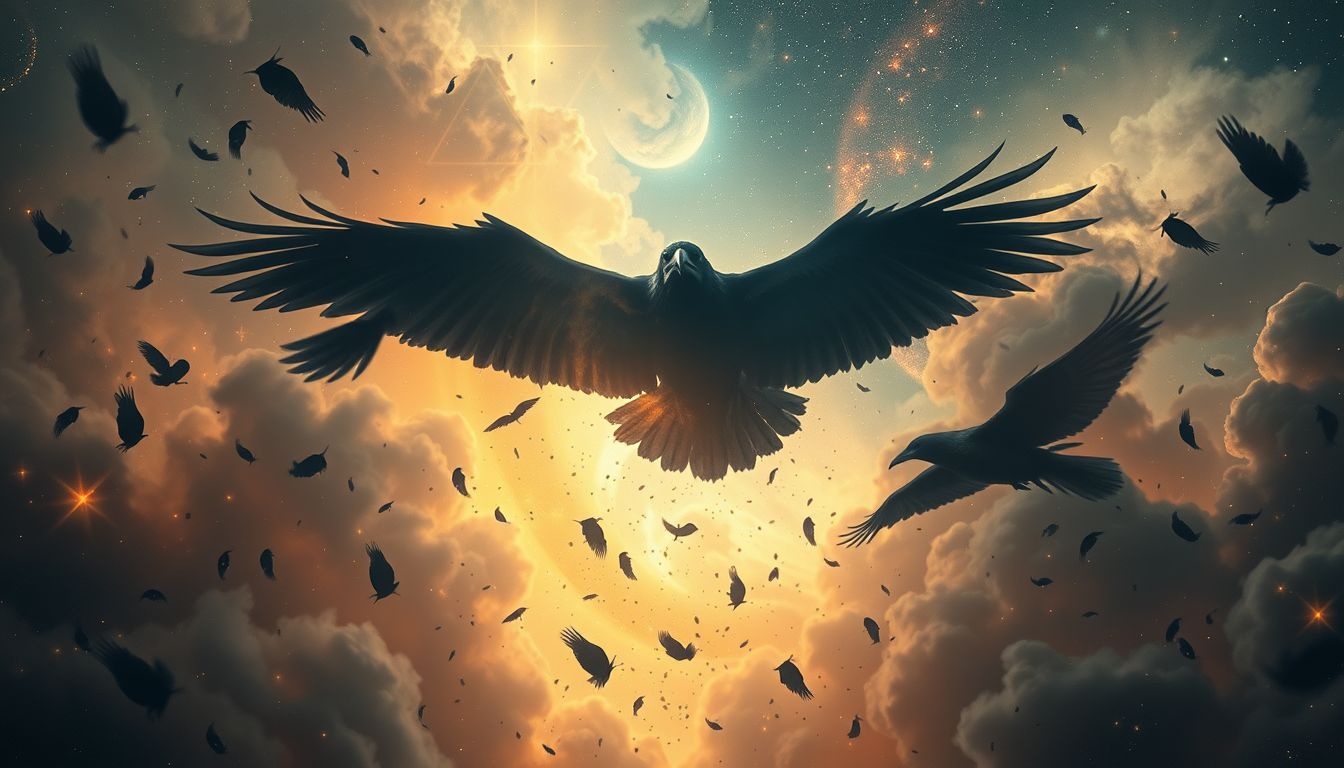 Rêver d'un corbeau attaquant révèle des conflits internes intenses.