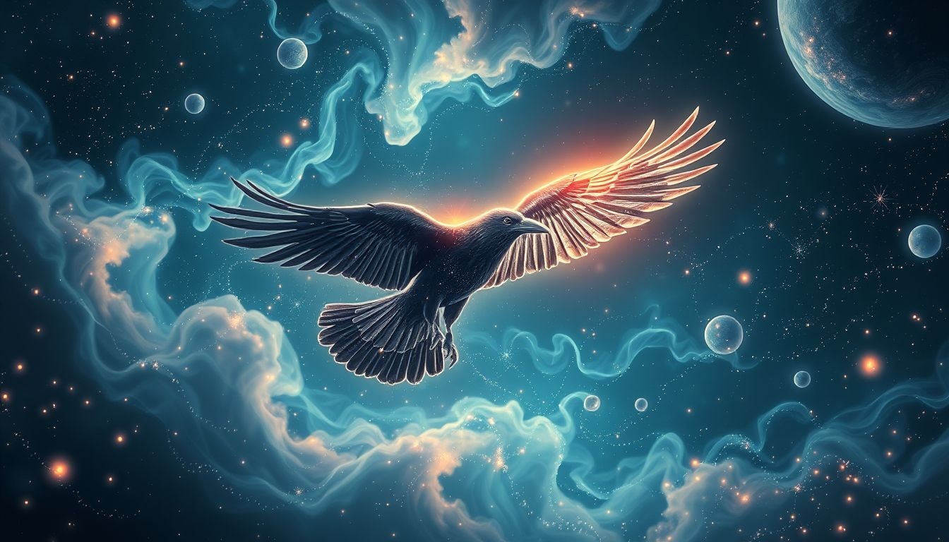Le corbeau guide votre intuition vers un chemin éclairé.