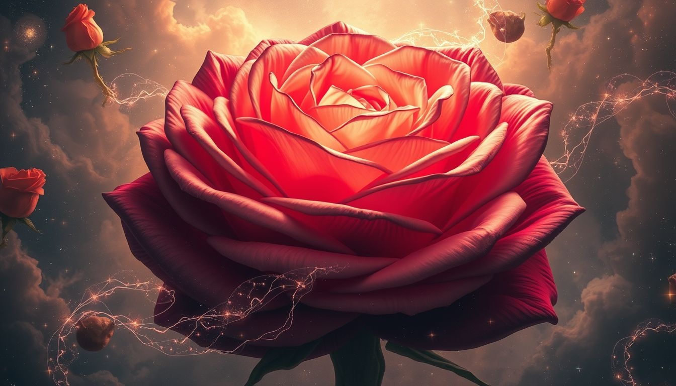 Un rosier géant symbolise souvent un amour passionné mais oppressant.