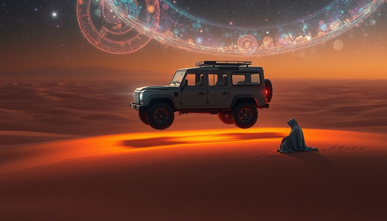 Rêver d’un 4x4 désert symbolise introspection profonde et solitude choisie.