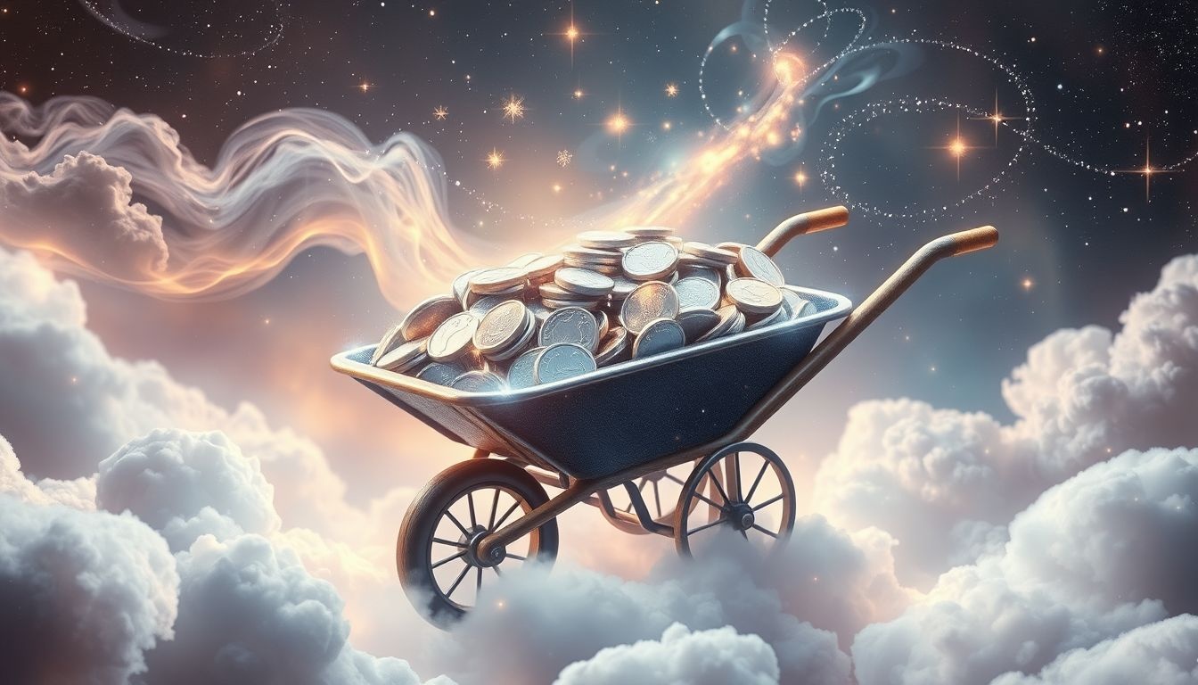 Rêver d'une brouette remplie d'argent symbolise richesse et abondance.