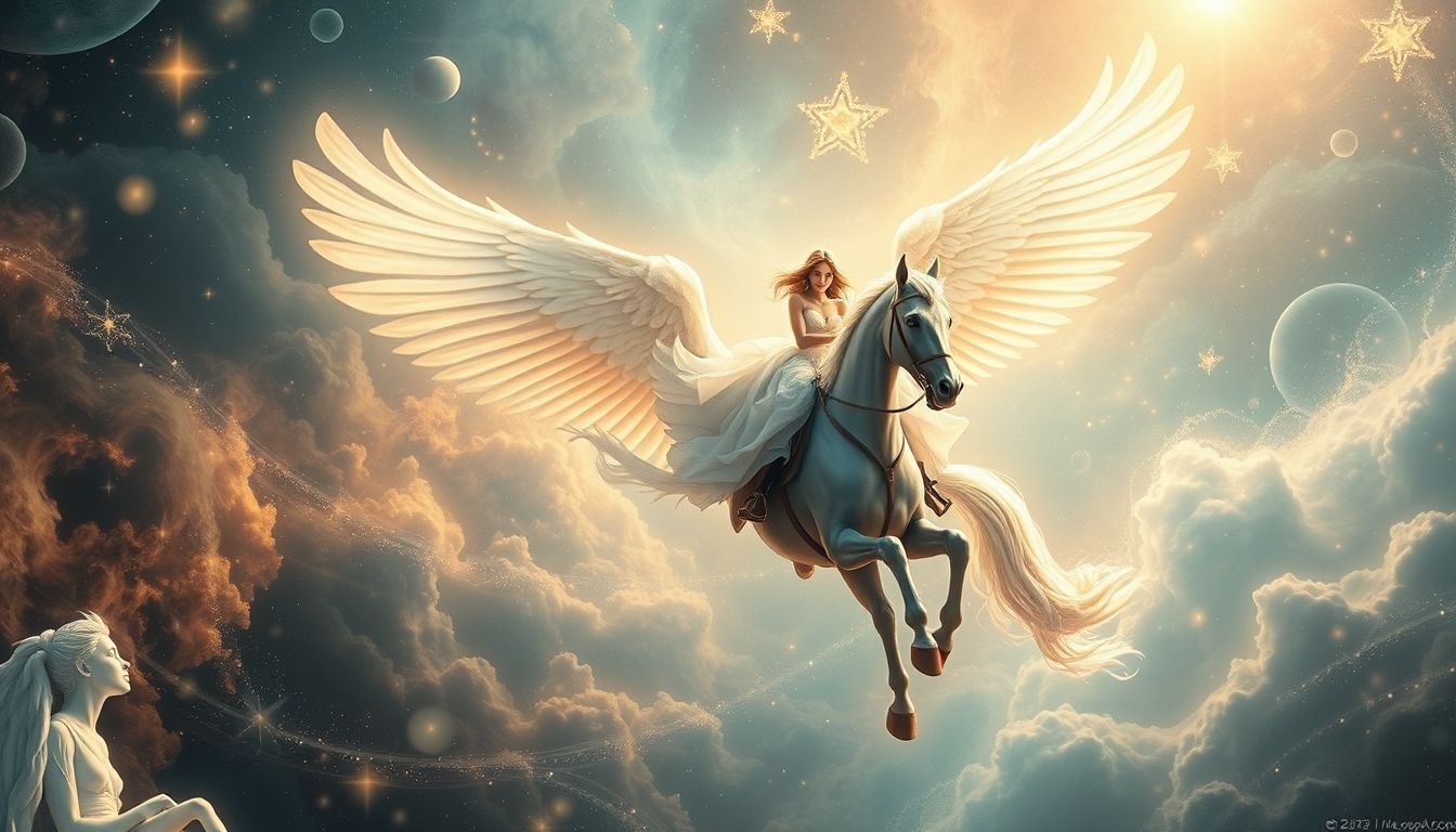 Rêver d'une cavalière ailée symbolise la liberté et l'élévation spirituelle.