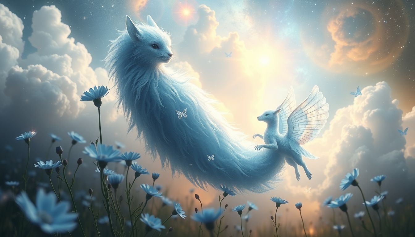Les bleuets symbolisent l'harmonie entre nature et instincts animaux.