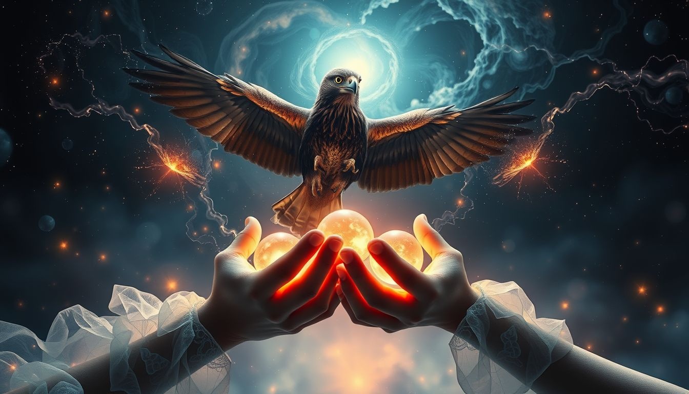 Nourrir un faucon nocturne symbolise investir dans ses ambitions profondes.