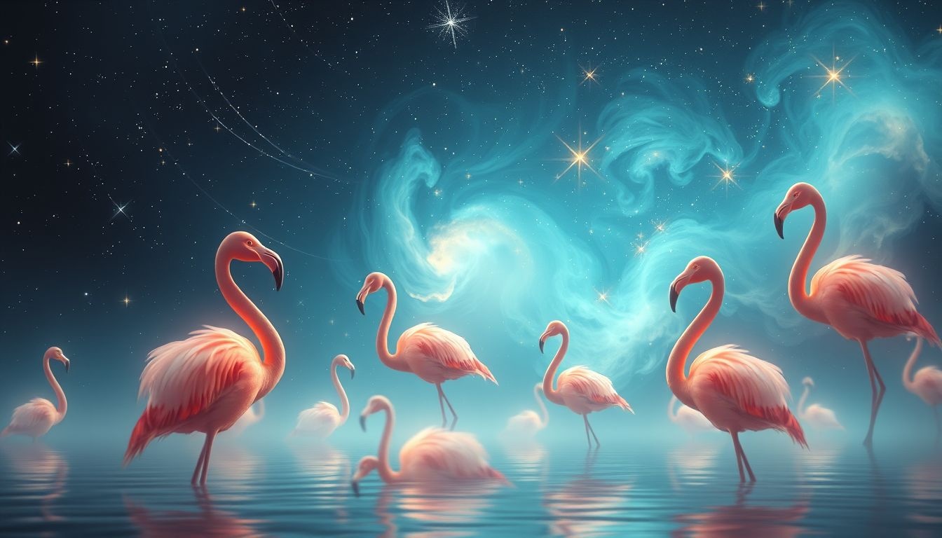 Les flamants roses nocturnes symbolisent peurs cachées et intuition.
