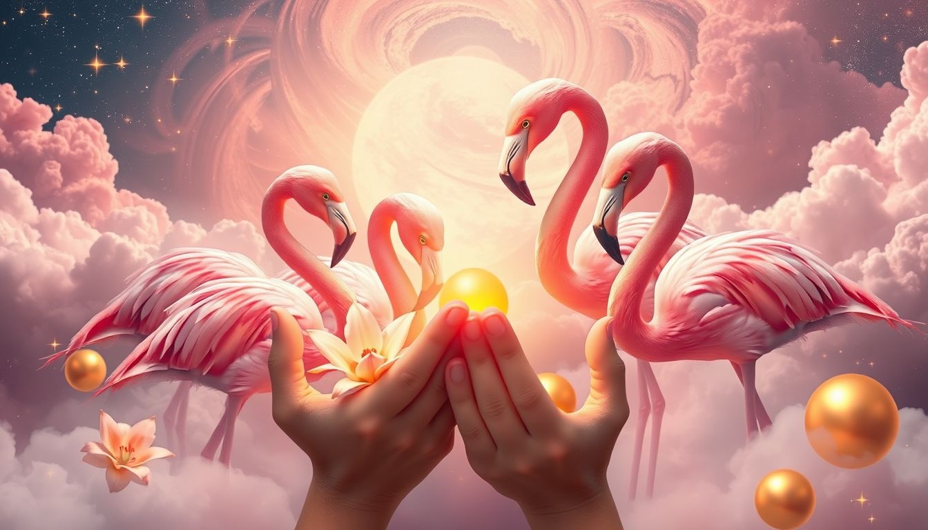Rêver de nourrir flamants roses symbolise abondance et partage généreux.
