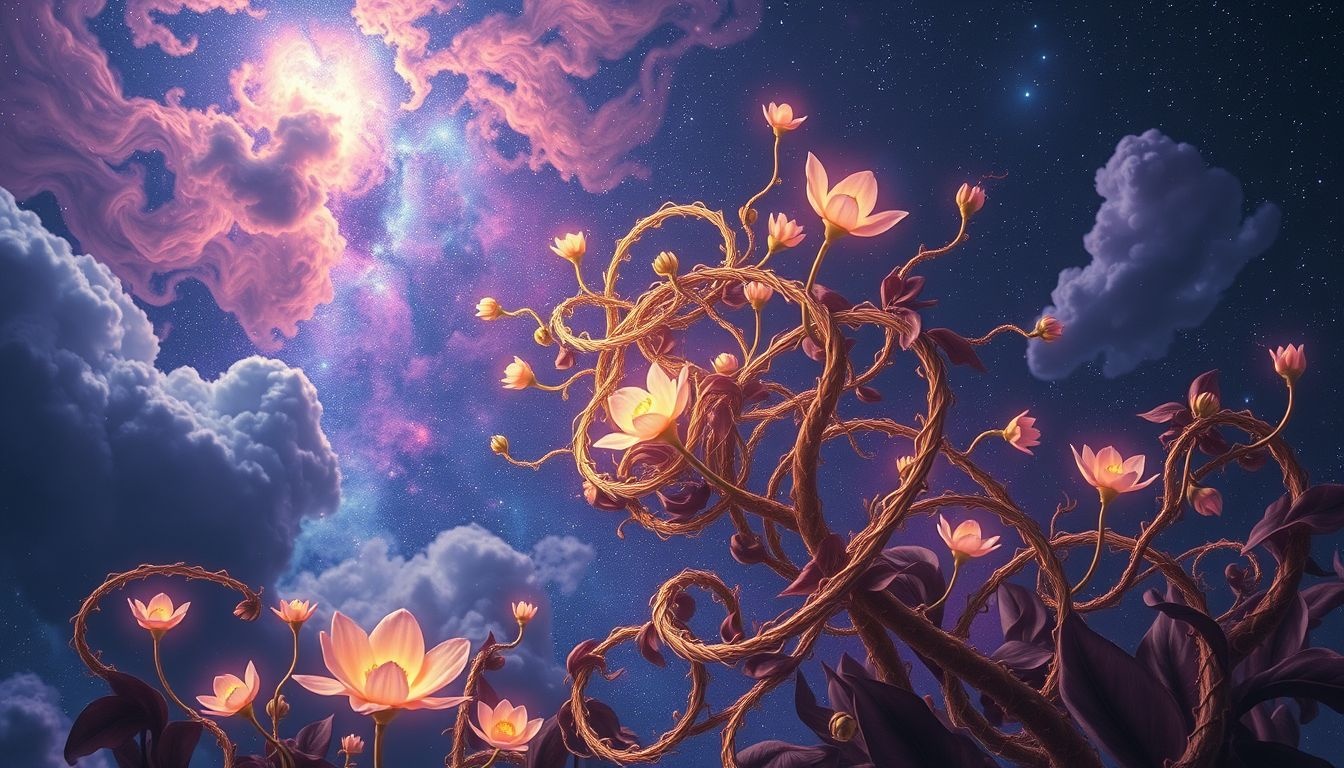 Rêver de plantes enroulées symbolise souvent jalousie et rivalité cachées.