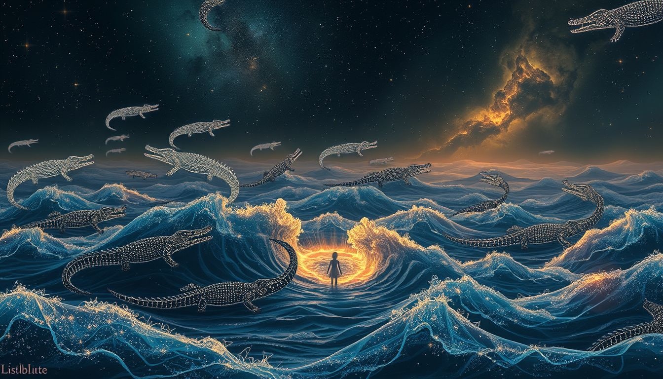Rêver de crocodiles multiples révèle une surcharge émotionnelle intense.