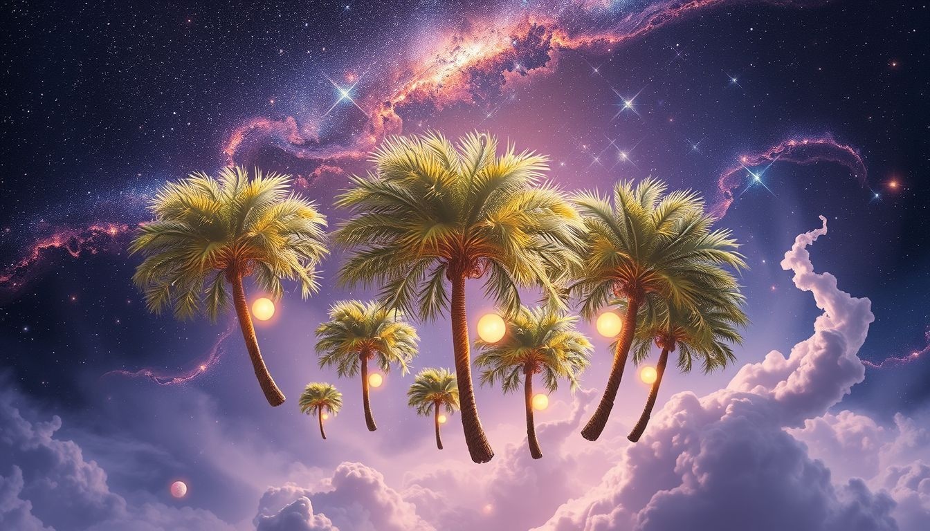 Rêver de multiples palmiers dattiers symbolise l’abondance et l’unité.