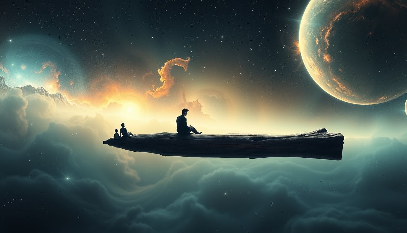 S’asseoir sur une bûche symbolise un moment d’introspection apaisant.