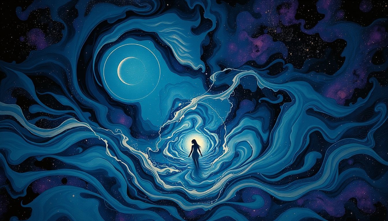 Se baigner dans l'encre symbolise une plongée dans l'inconscient.