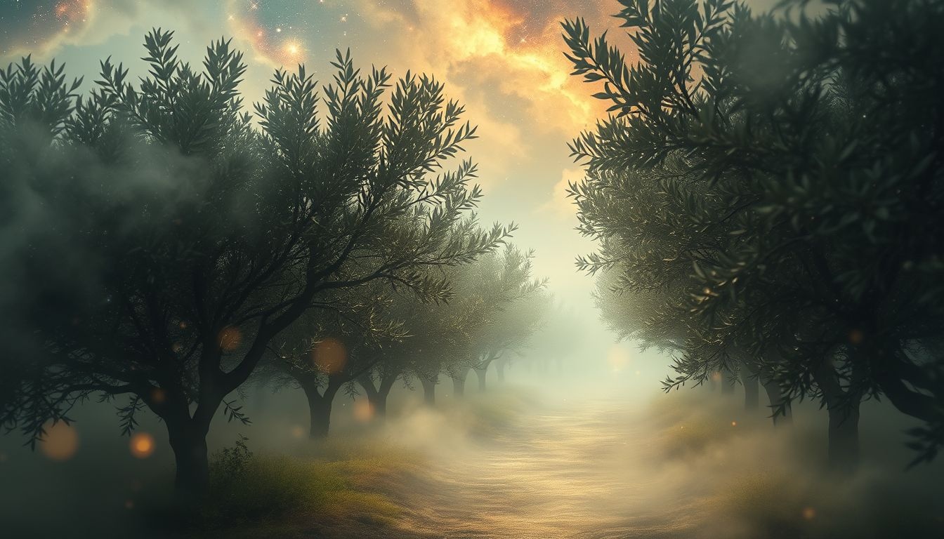 Rêver d’olivéraie symbolise souvent un cheminement mental incertain.