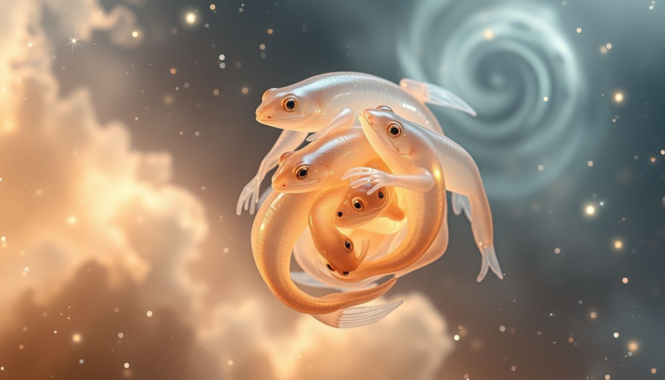 Les têtards symbolisent l'innocence fragile et la dépendance nécessaire.