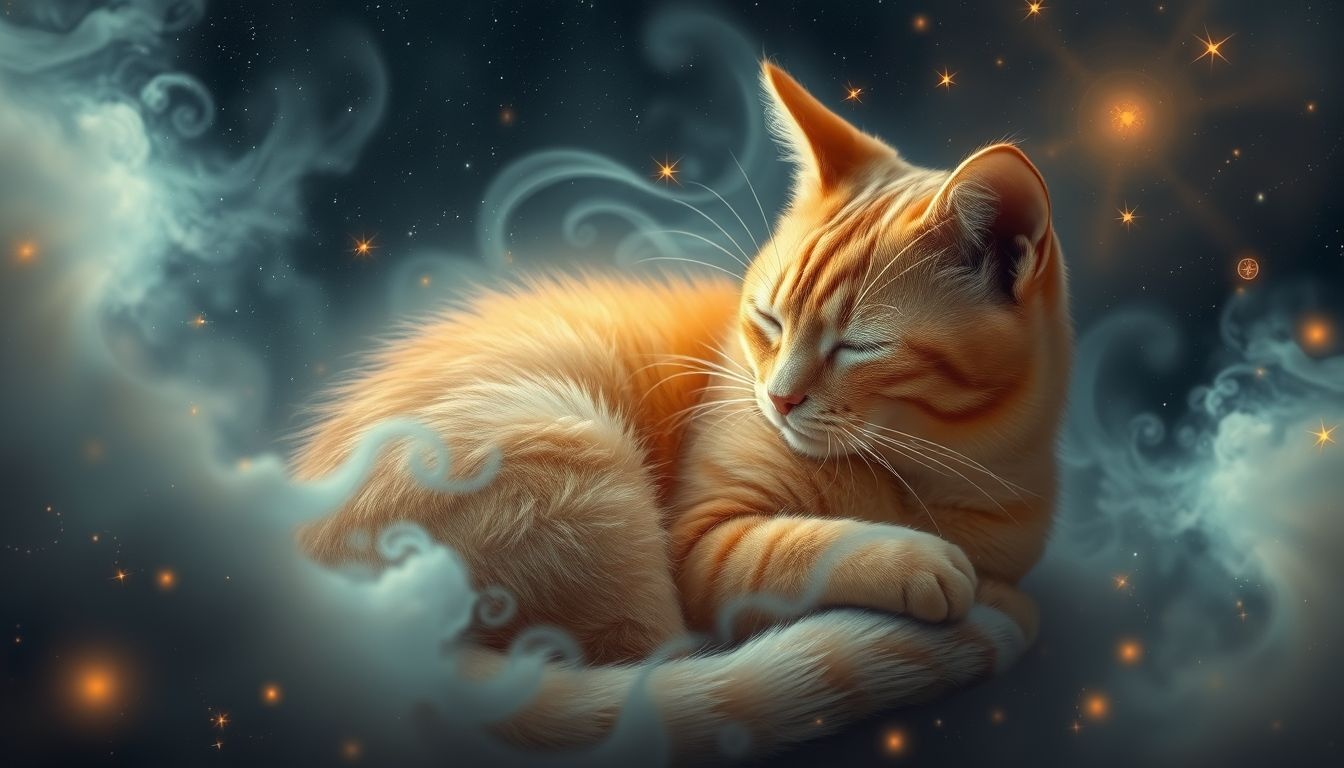 Le chat gingembre silencieux symbolise les secrets enfouis et l’introspection.