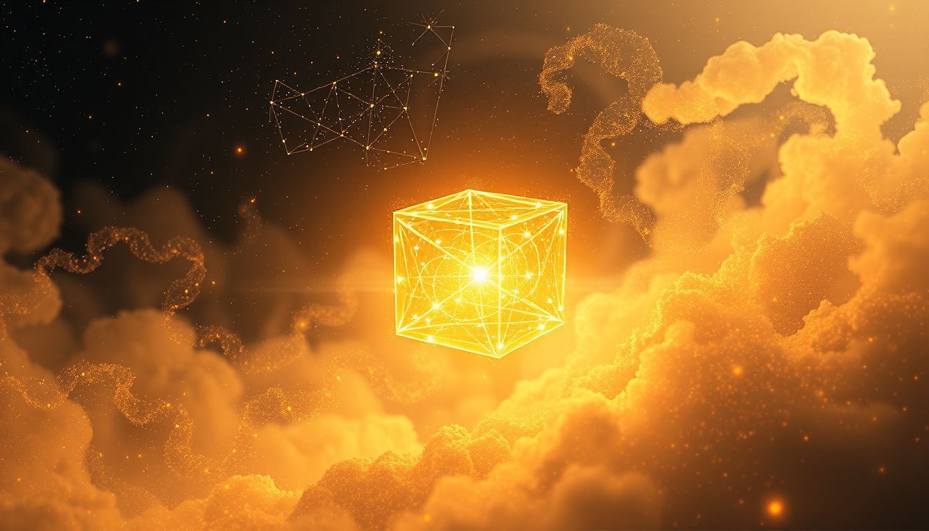 Un cube en or symbolise prospérité, richesse et succès durable.