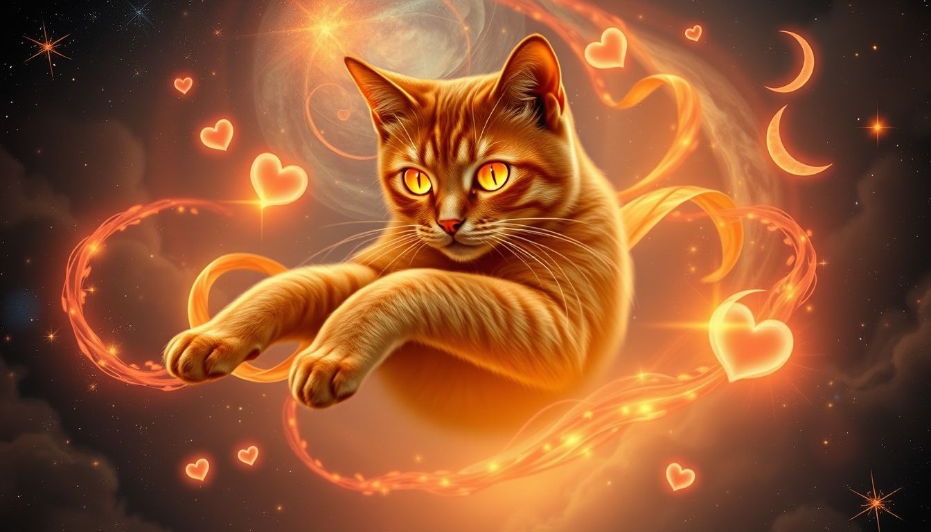 Le chat gingembre symbolise passion ardente et indépendance amoureuse.
