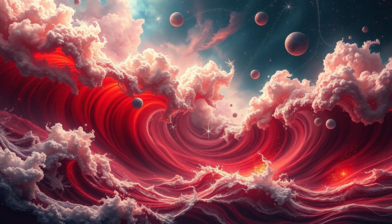Une marée d'eau rouge symbolise colère intense et passion tumultueuse.