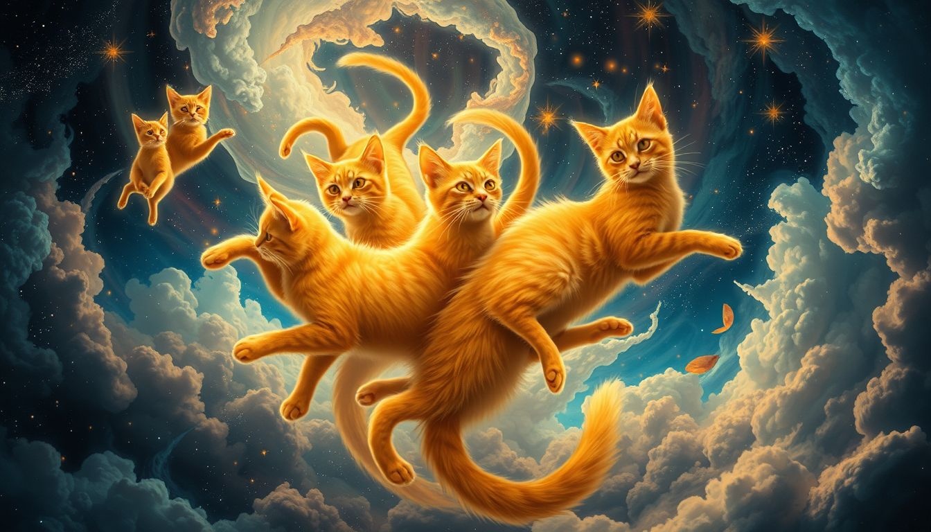 Rêver de plusieurs chats gingembres symbolise un tumulte émotionnel riche.