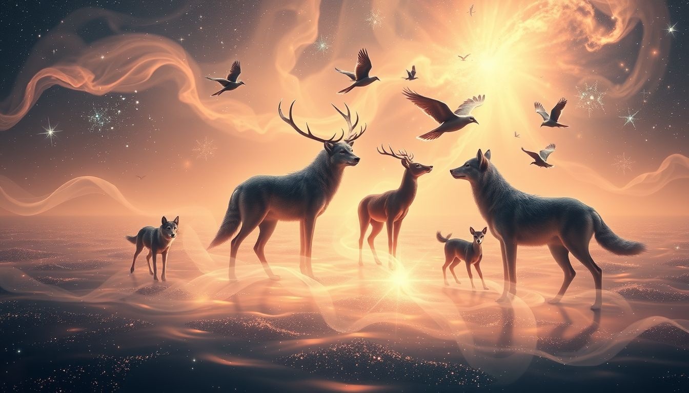 Les animaux en plaine alluviale symbolisent instincts et liens profonds.