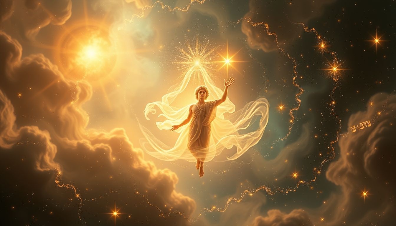 Apollon symbolise lumière, harmonie musicale et clairvoyance divine.