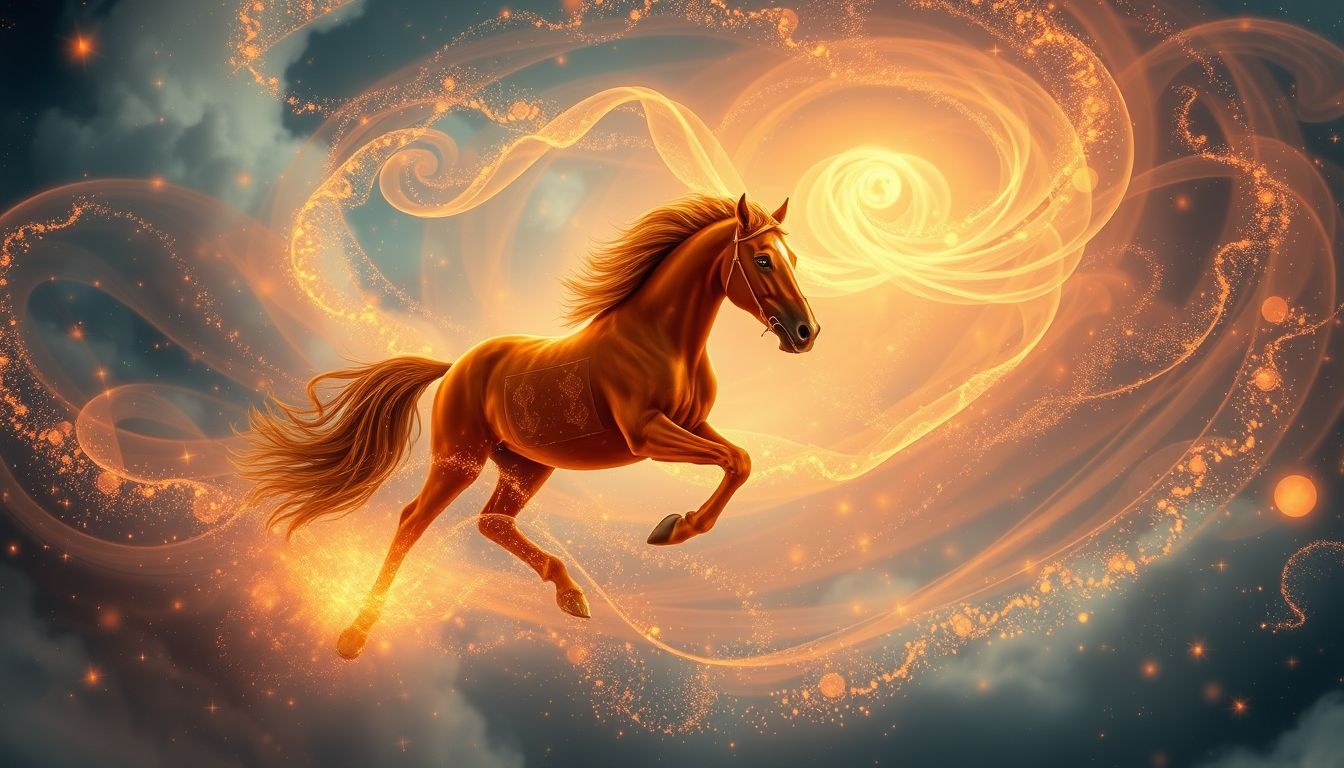 Le cheval de diligence alezan symbolise énergie et voyage dynamique.