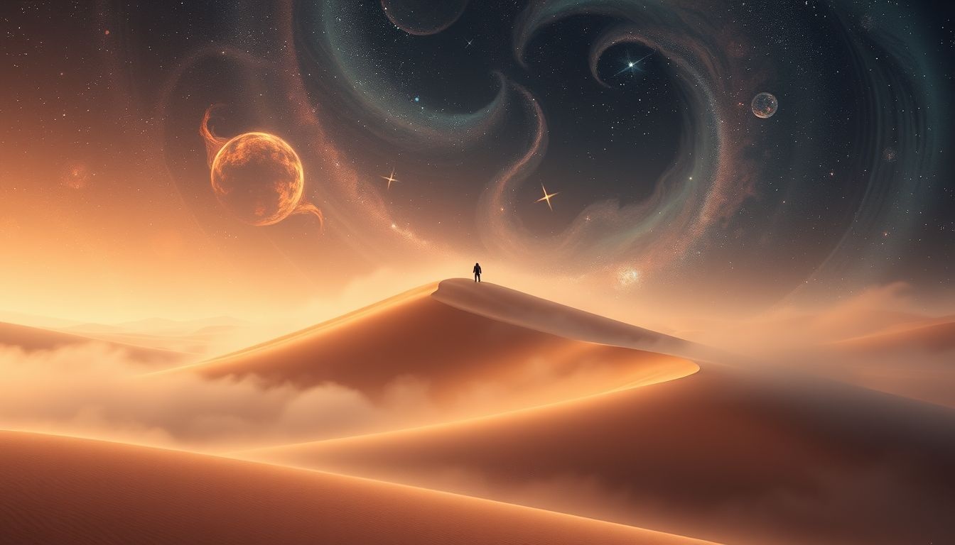 La dune aride symbolise l'isolement et le renouveau intérieur.