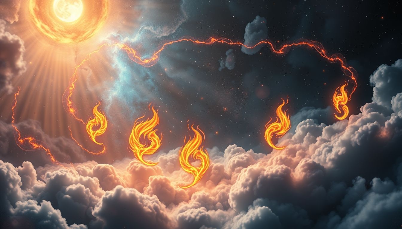Les sorts de feu symbolisent souvent transformation et passion intérieure.