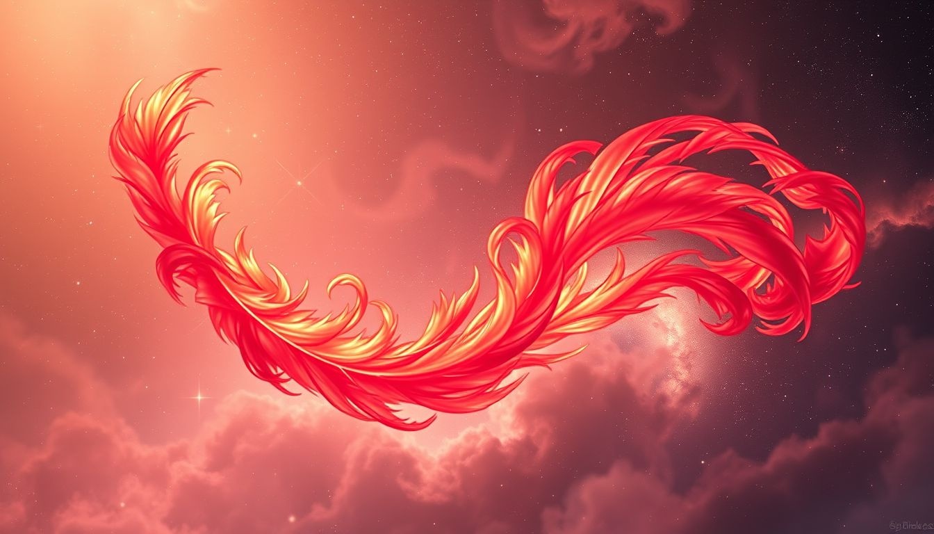 Un panache rouge flamboyant symbolise passion intense et courage ardent.
