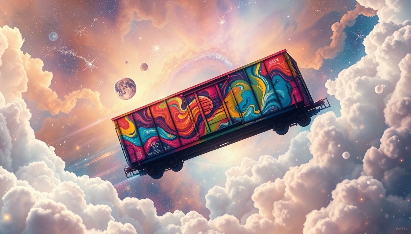 Un wagon coloré symbolise joie et créativité dans vos rêves.