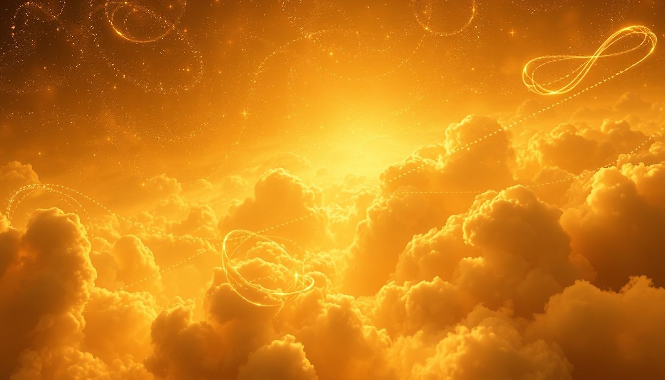 Les nuages dorés symbolisent la prospérité et la réussite imminente.