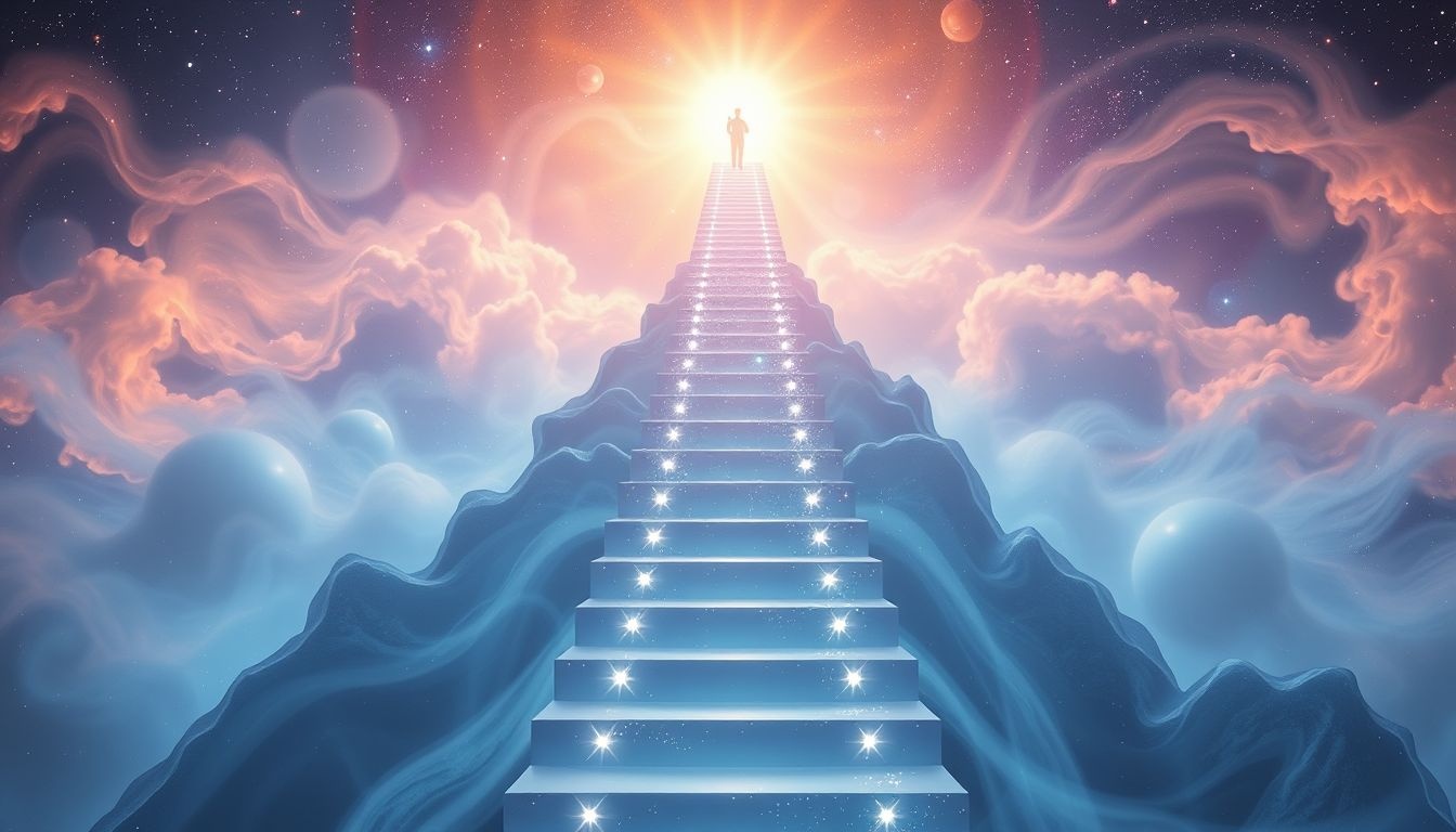 Rêver d’ascension symbolise souvent une quête de clarté intérieure.