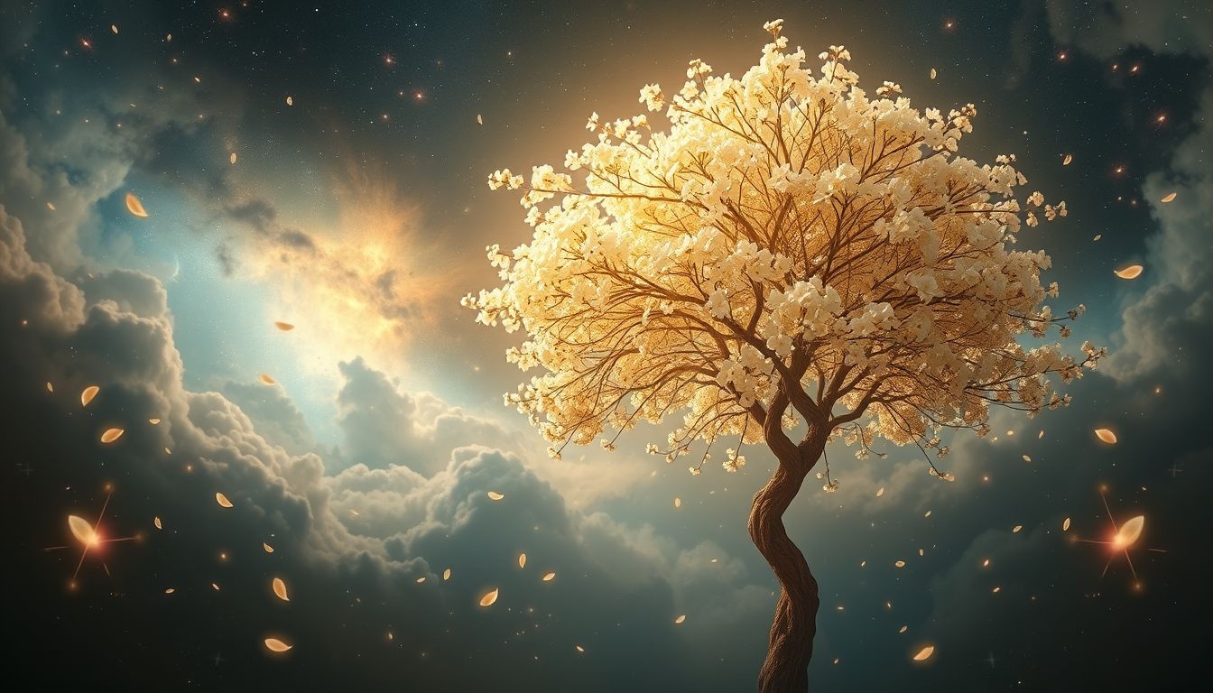 Rêver d'un arbre de prairie florissant symbolise la croissance personnelle.