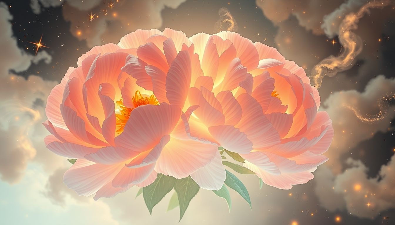 Rêver de pivoines annonce prospérité, respect et joie durable.