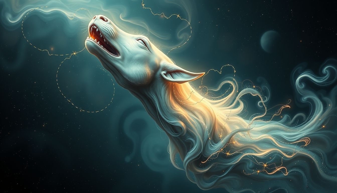 Le cou symbolise l'équilibre entre raison et instinct animal.