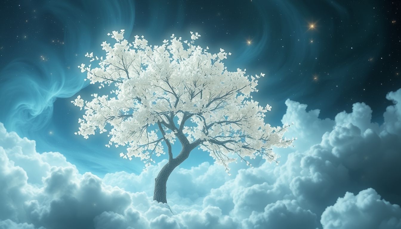 Le frêne blanc symbolise souvent la pureté et l'élévation spirituelle.