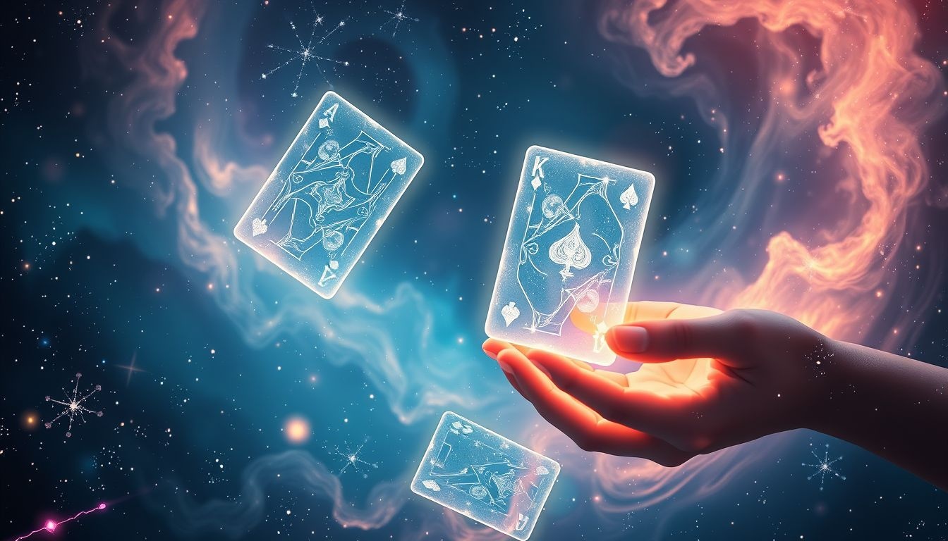 Rêver d'un magicien avec cartes symbolise chance et mystère du destin.