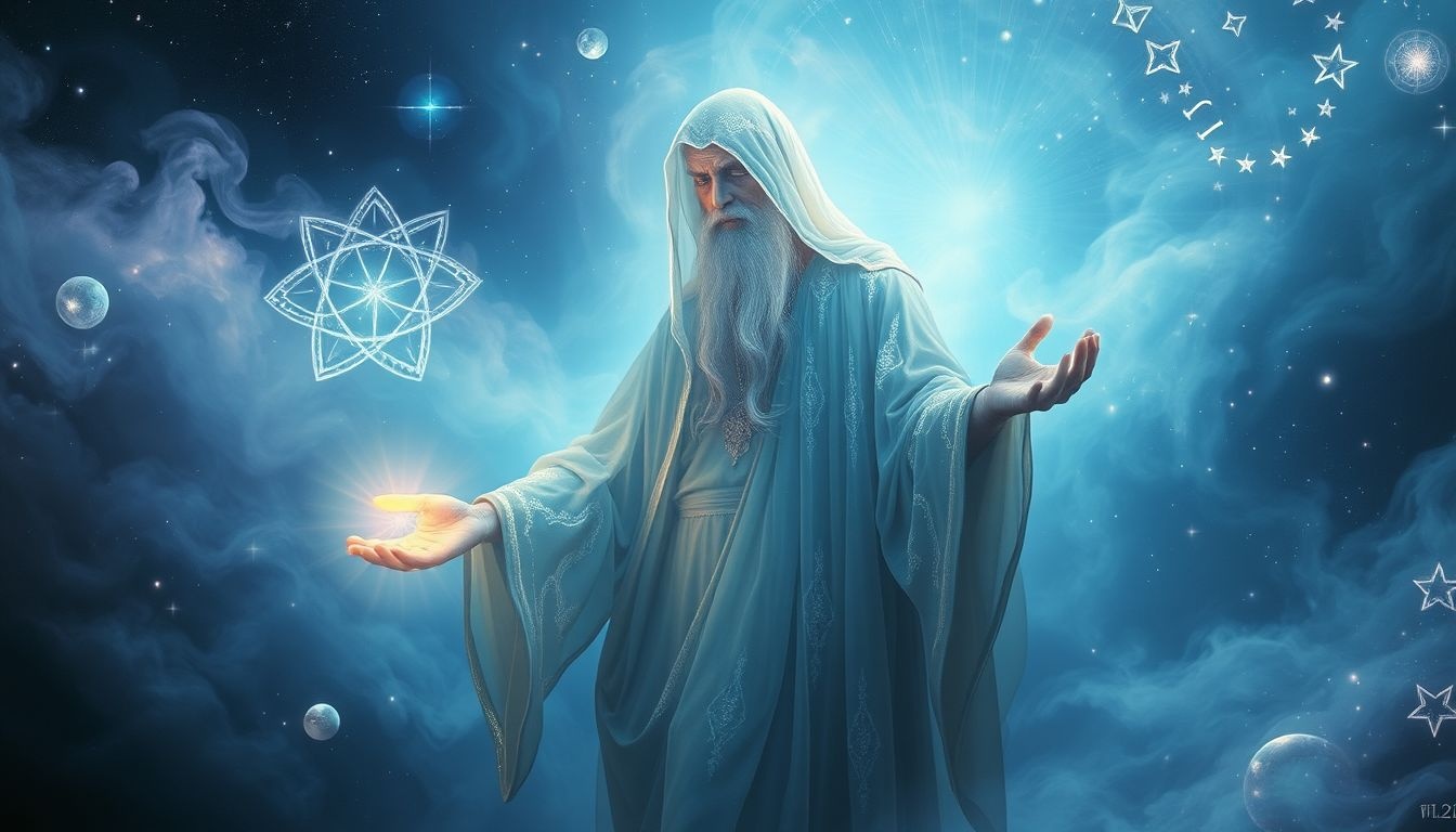 Rêver d'un magicien vieux symbolise la sagesse et la guidance intérieure.
