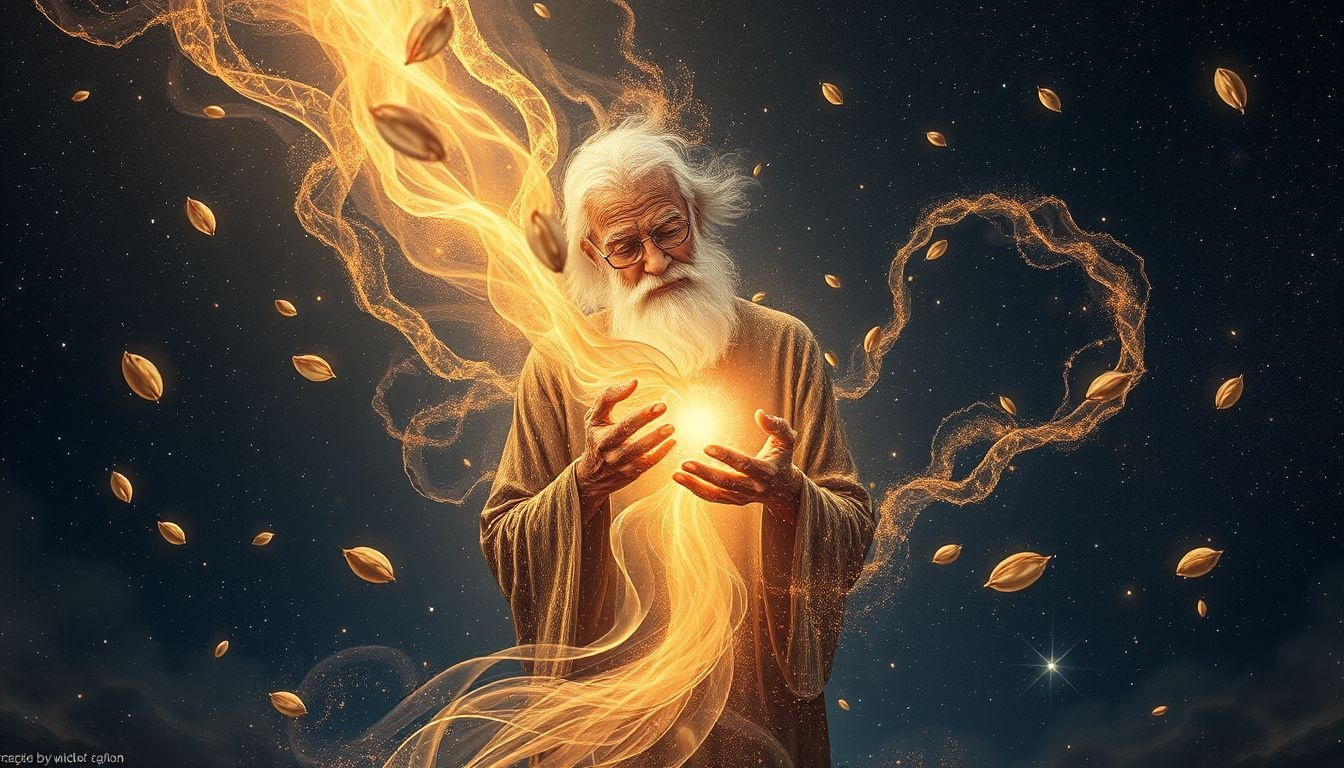 Rêver d'un marchand de graines âgé symbolise sagesse et guidance précieuse.