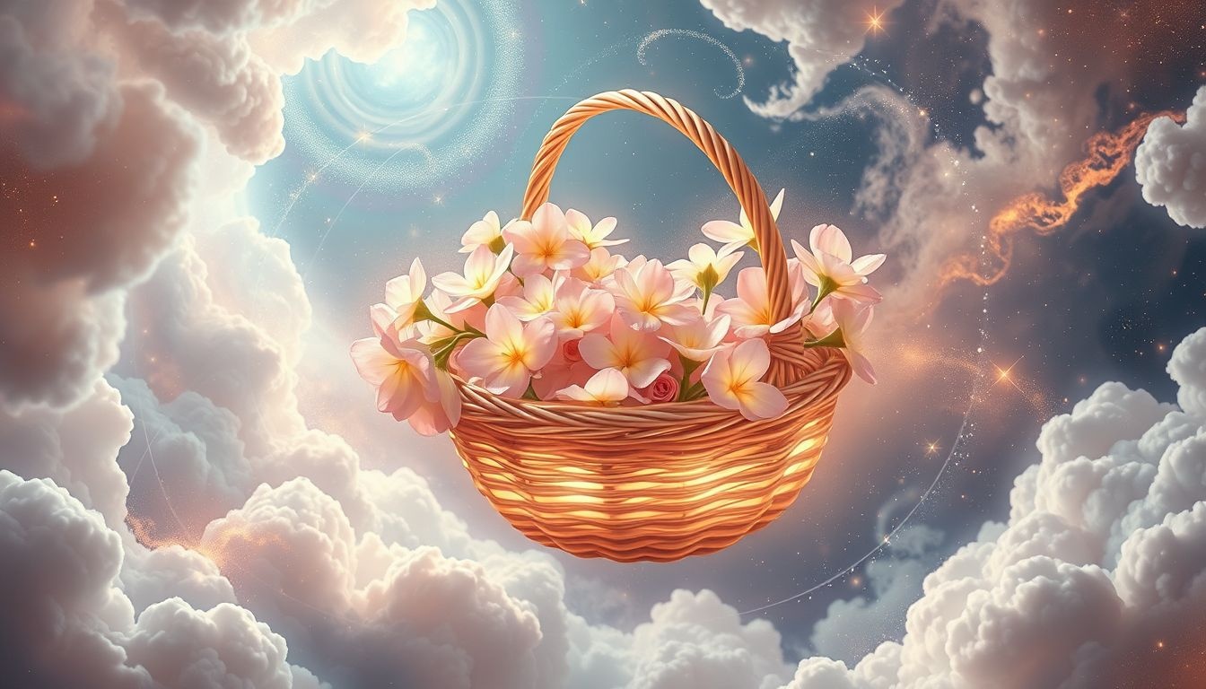 Un porte-panier fleuri symbolise l’amour et l’épanouissement personnel.